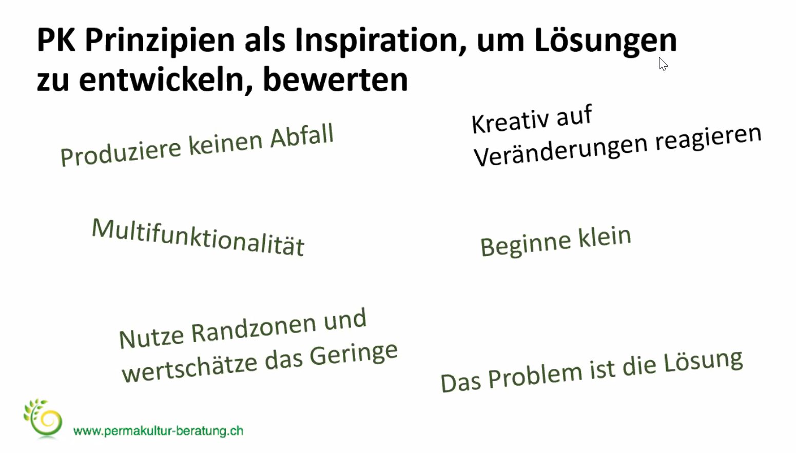 Screenshot des Online-Kurses «Permakulturell Denken» mit Beat Rölli in Zoom, Februar 2022