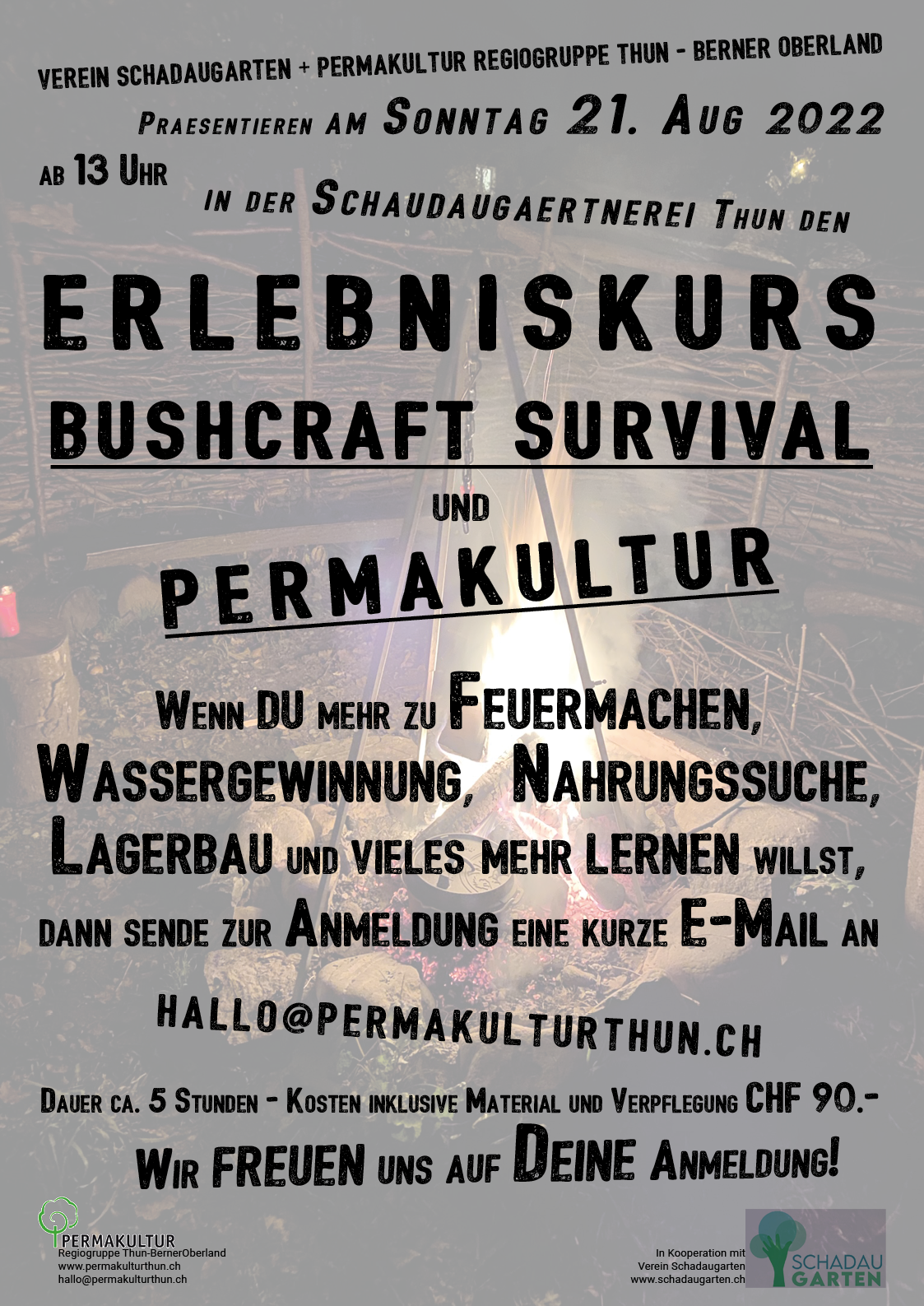 Grafik oder Dokument: Workshop Bushcraft Survival Permakultur2 für e-schmid.ch — Dokumentation
