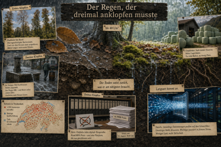 Der Regen, der dreimal anklopfen musste
